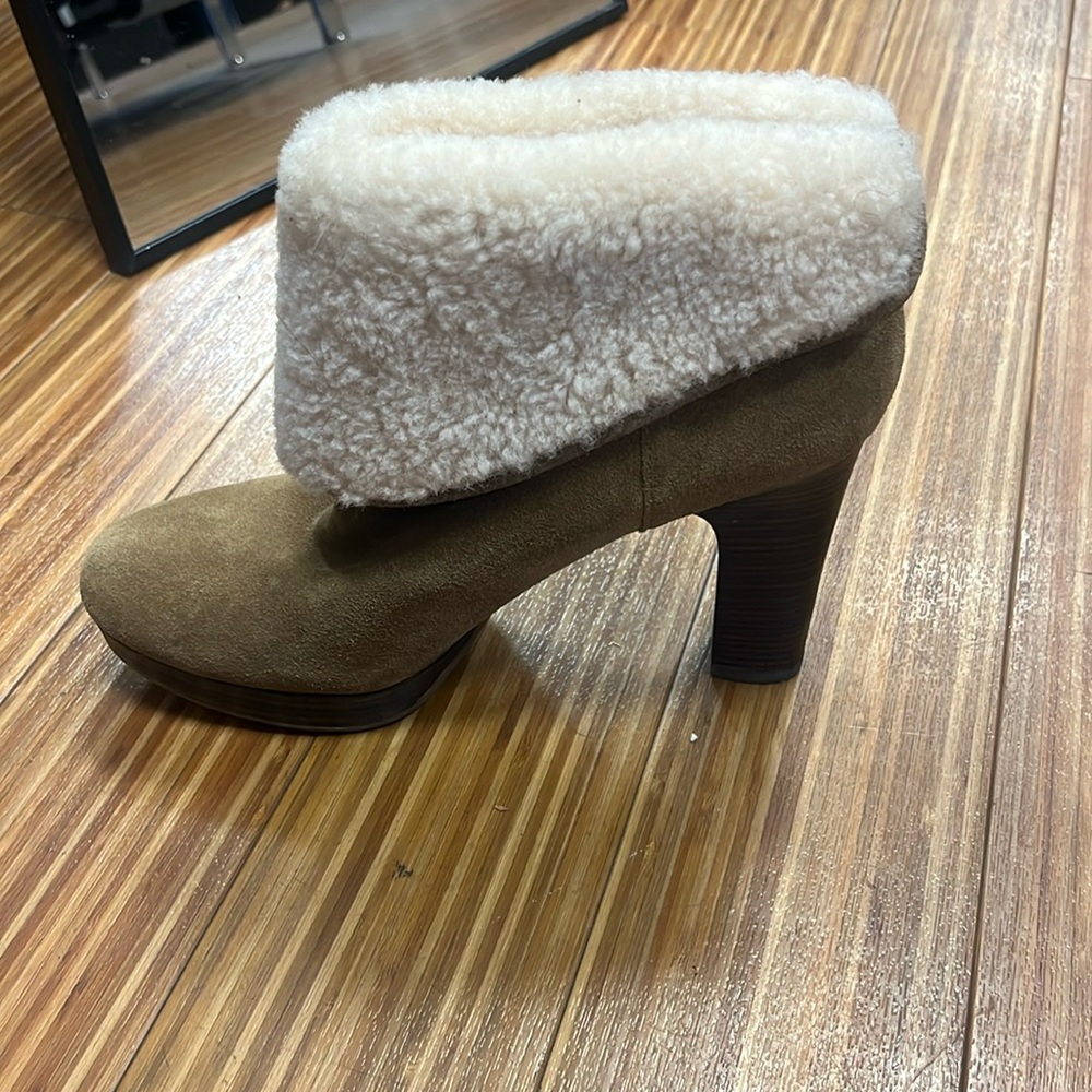 UGG Fur Trim Suede Booties